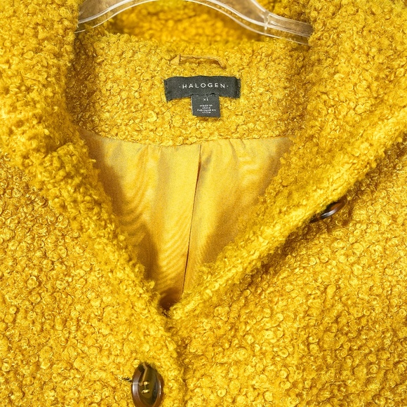 Gold Halogen Three Quarter Length Hooded Poodle Coat with Button Front & Pockets - Picture 3 of 5